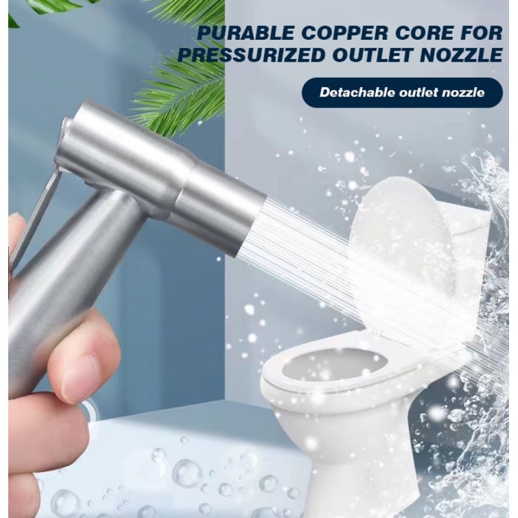 304 Stainless Steel Toilet Spray Gun Hand Shower High Pressure Booster Nozzle Water Gun Shopee