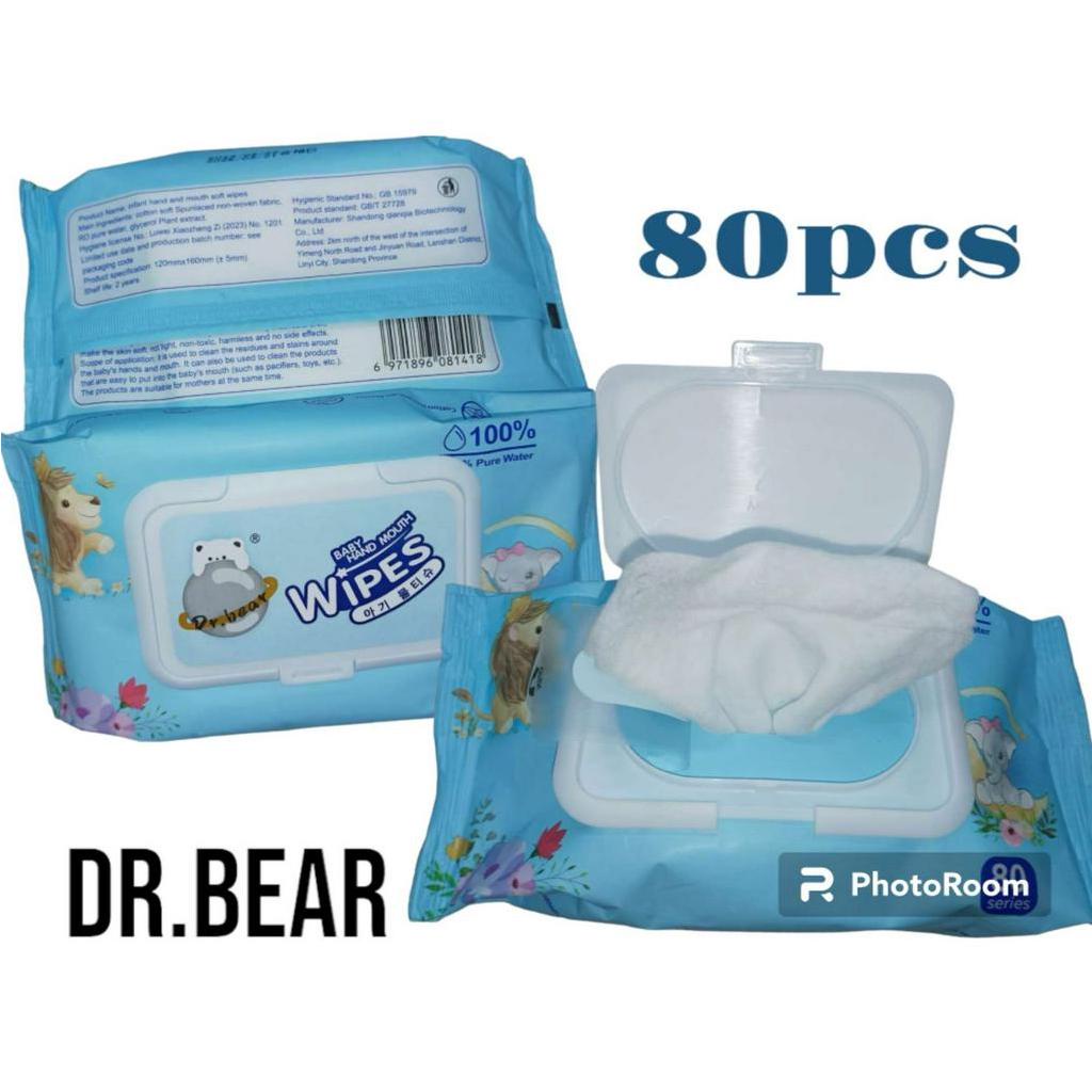 80pcs Dr.Bear Baby Wipes Wet Tissue NonAlcohol ParabenFree Fragrance