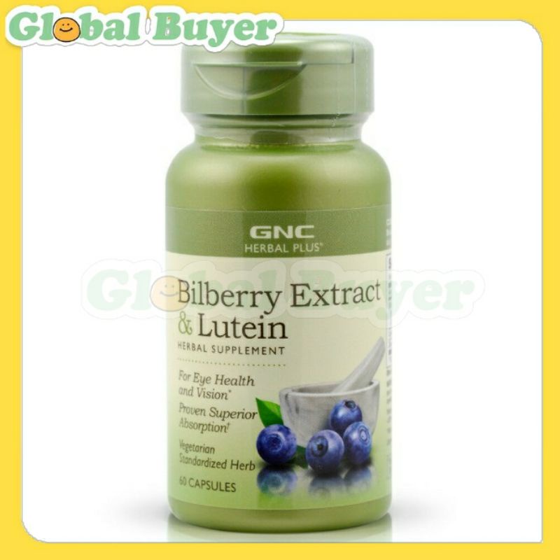 GNC Herbal Plus Bilberry Extract With Lutein 60 Capsules Per Bottle
