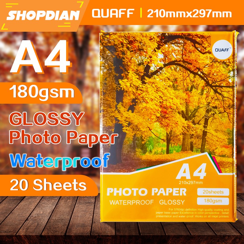 QUAFF Glossy Photo Paper A4 180GSM 20sheets Shopee Philippines