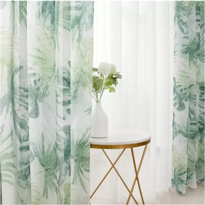 Lace Curtain Embroidery Ring Window Elegant Embroidered Leaves Gauze