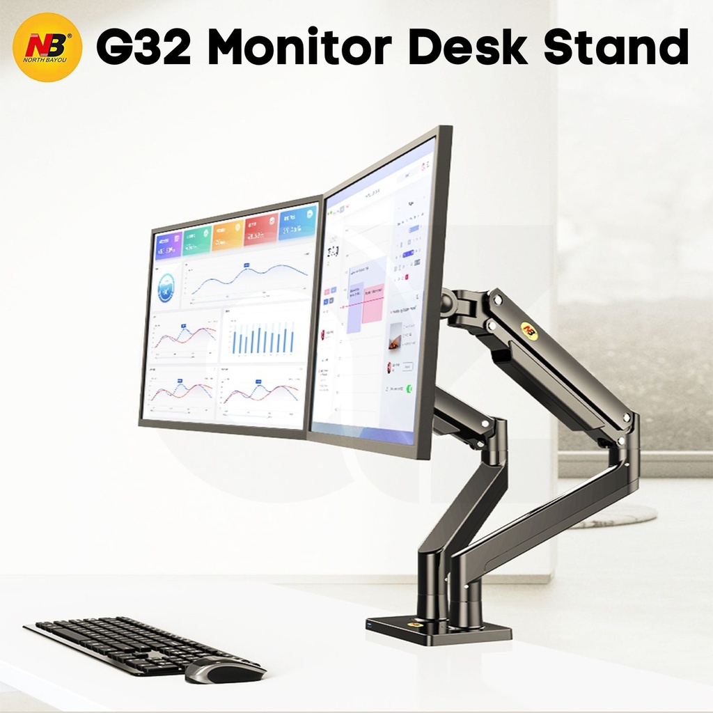 North Bayou NB G32 Dual Monitor Desktop Ultra Wide Monitor Stand Full