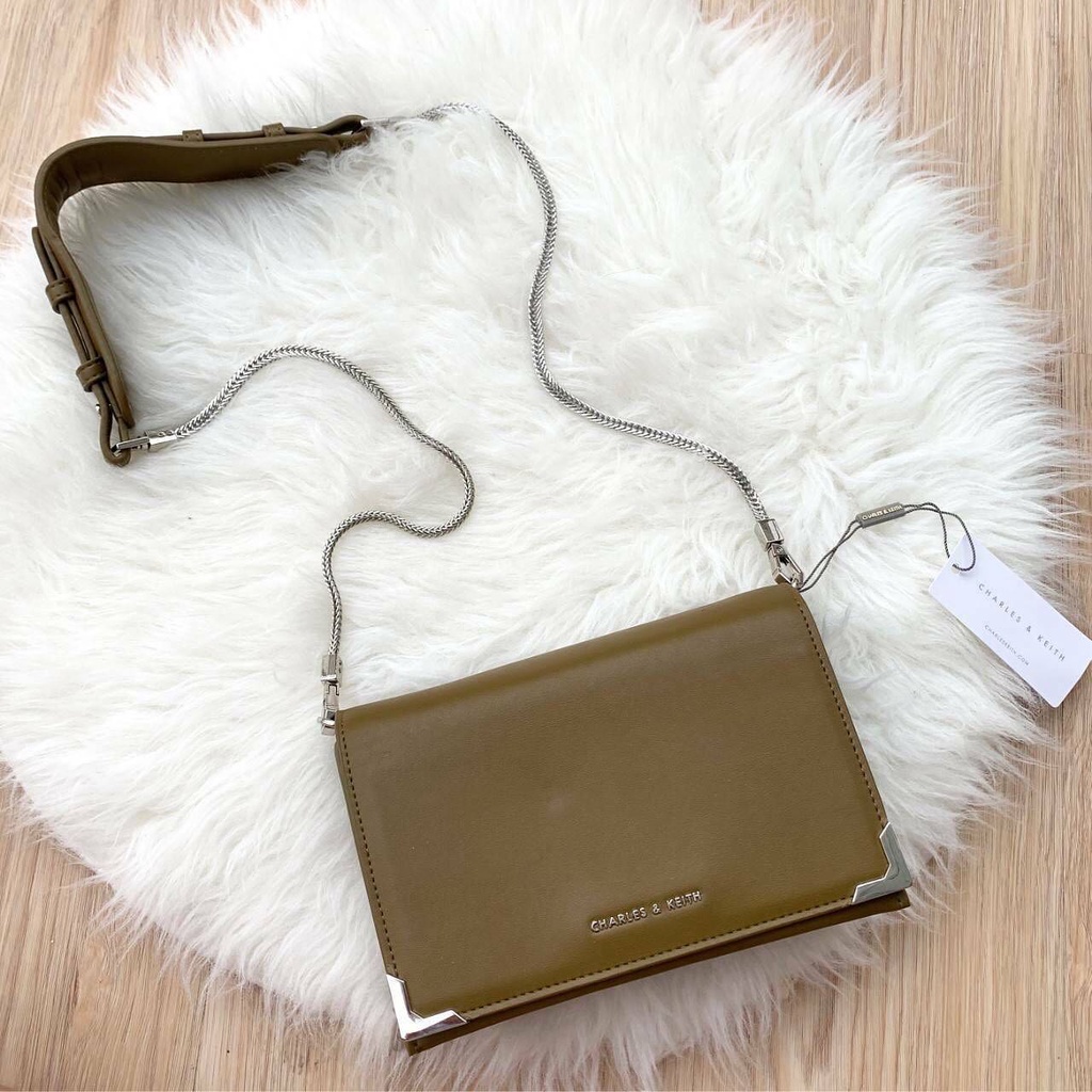 charles and keith Metallic Edge Crossbody Bag Shopee Philippines