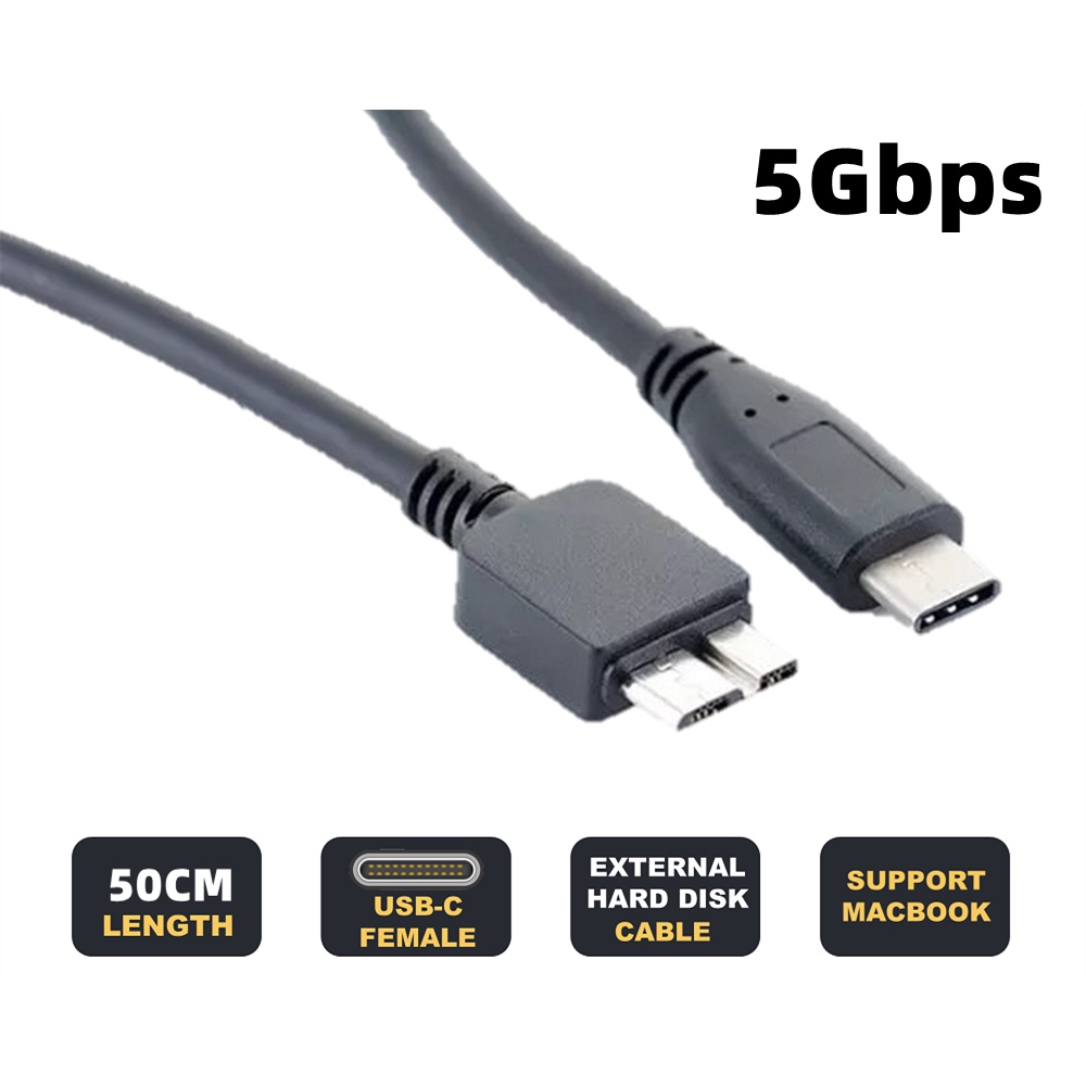 USB Type C to USB 3.0 Micro B Data Sync Cable for External HDD Sata