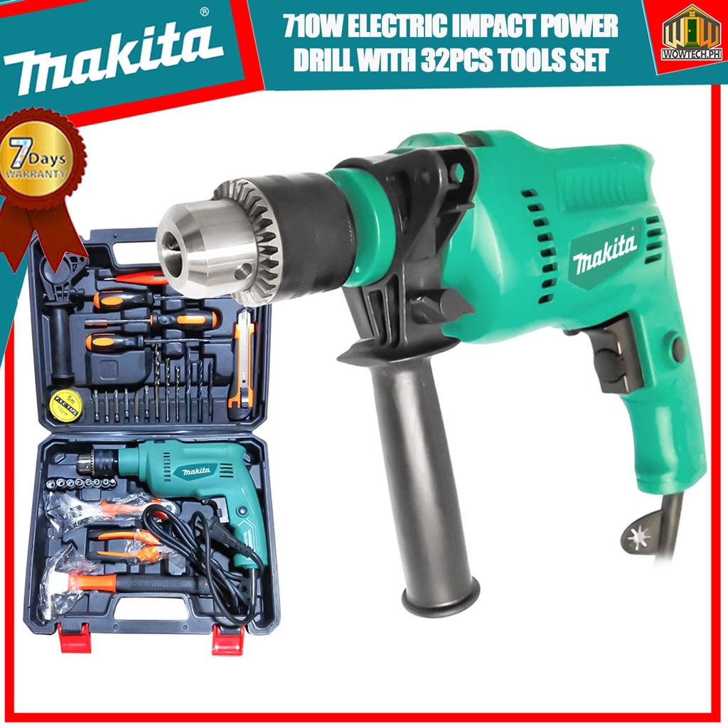Makita 710w Electric Impact Power Drill with 32PCS Tools Set barena