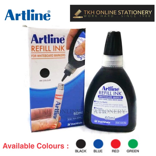 Artline Whiteboard Marker Refill Ink 60ml (for 550A/500A/509A) Shopee