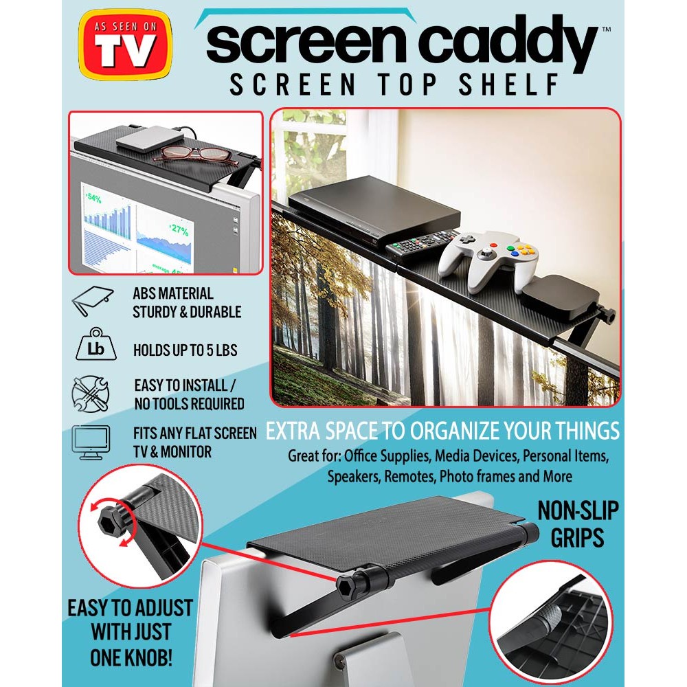 Adjustable TV Screen Top Storage Shelf Rack Computer Monitor Organizer
