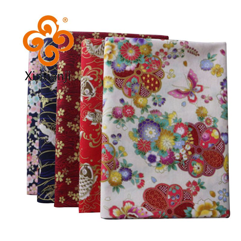 Xintianji Bronze Cotton Fabric DIY Sewing clothes Japanese Pattern Fabric DIY cloth 0.5 yard