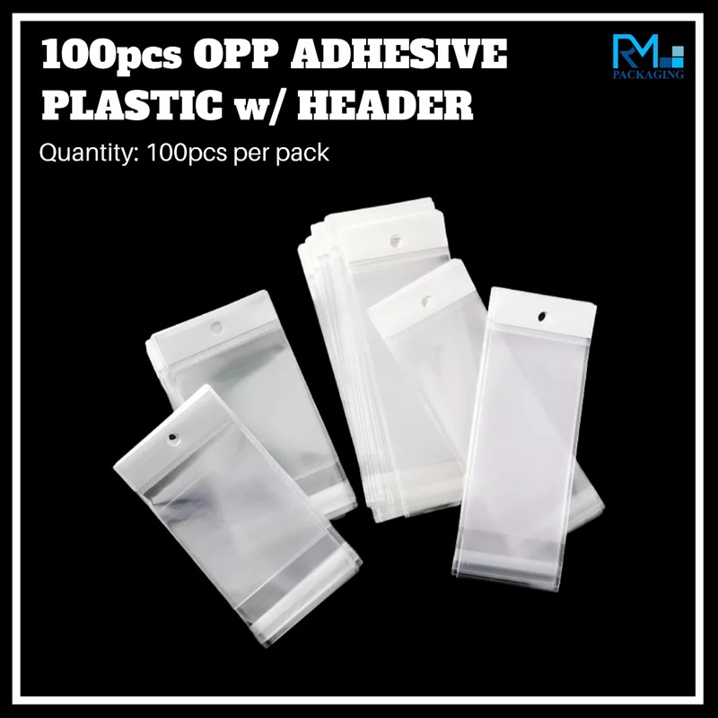100pcs OPP Plastic Bag Adhesive with Header Resealable for Souvenirs