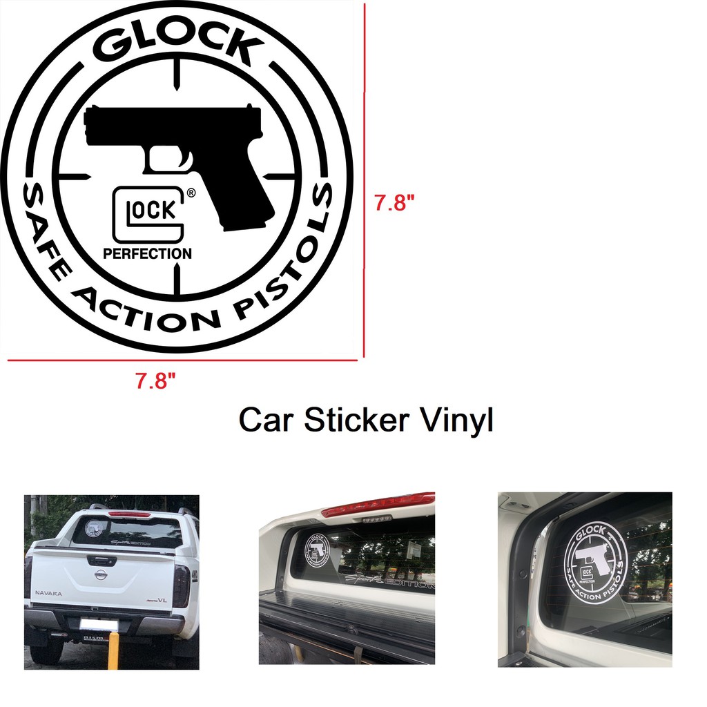 GLOCK Car Sticker Vinyl letters and Figure Design Size Car Sticker