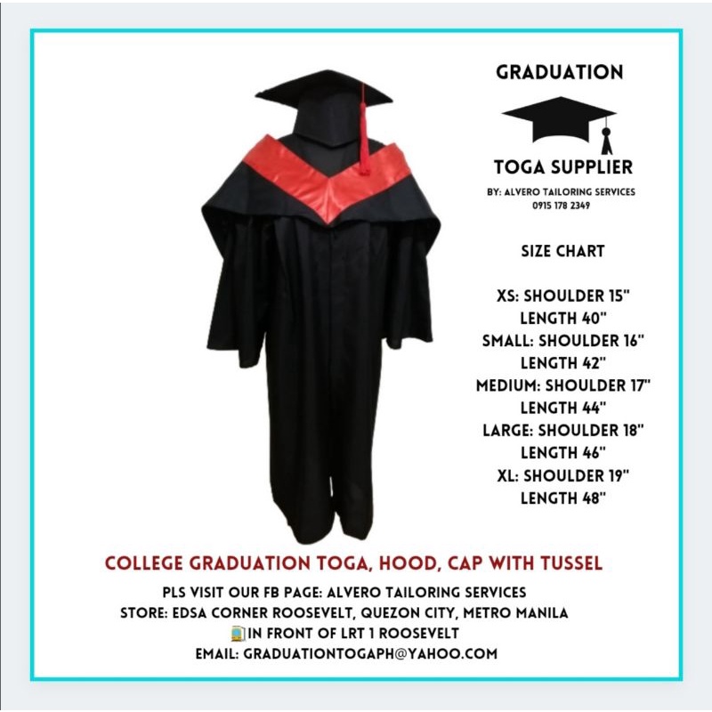 Premium Quality ™ College Graduation toga available with hood, hat and