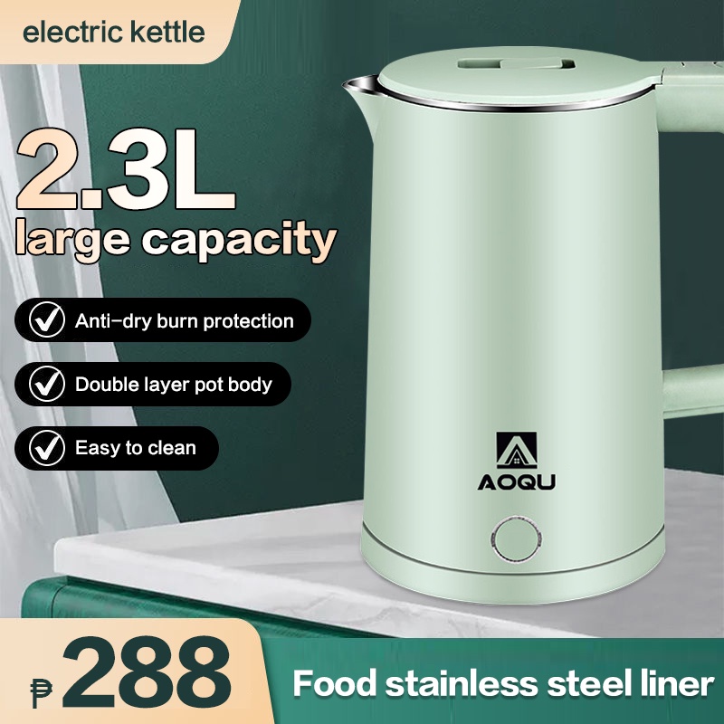 Stainless steel electric kettle 2.3L double layer antiscalding