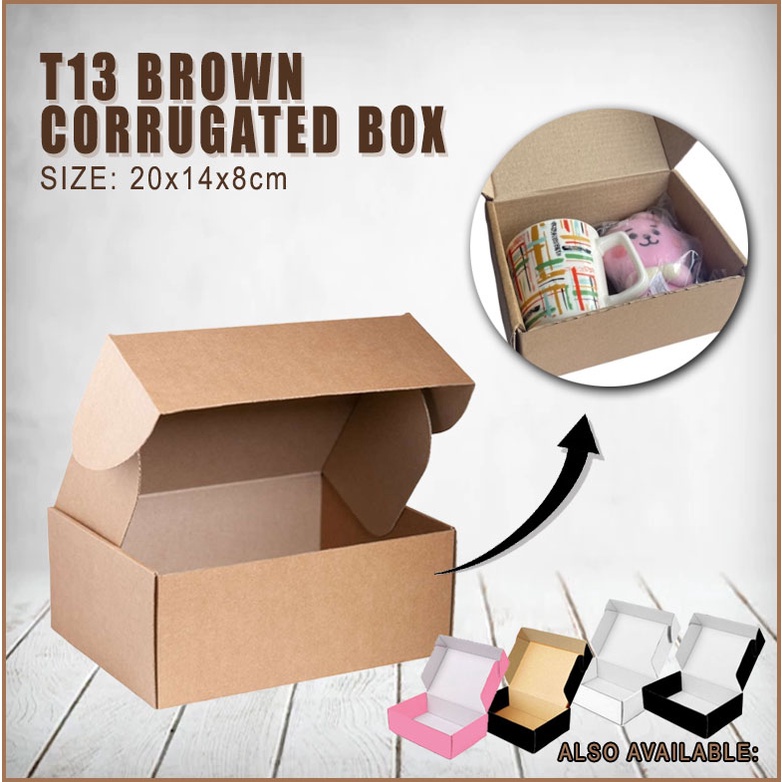 qjoq.ph 1pc T13 Brown Corrugated Box Mailer Carton Gift for Mug