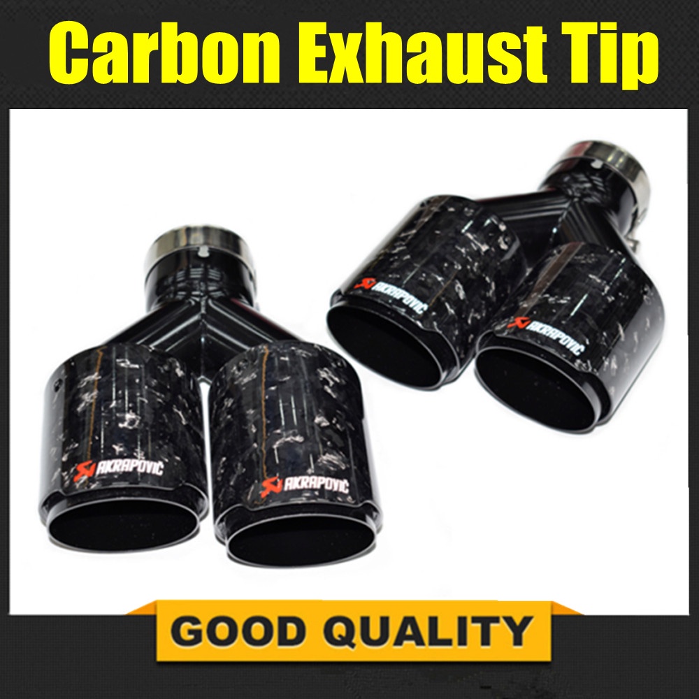 2 Piece Dual Tailpipe Akrapovic Carbon Fiber + Burn Black