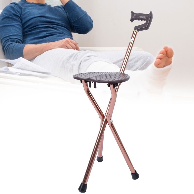 Elderly crutches chair medical crutches folding chair with seat stool