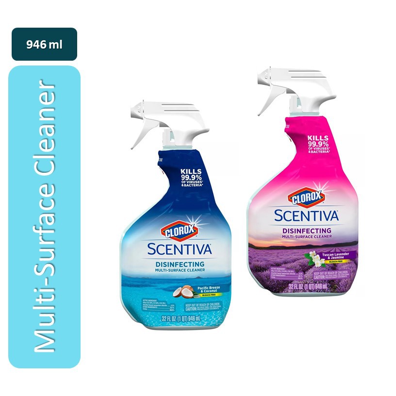 Clorox Scentiva Disinfecting Multi Purpose Cleaner Spray Bottle, 946ml