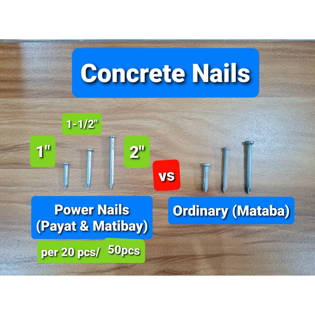 Thin Concrete Nail 1" 11/2" 2" (per 20 pcs / 50 pcs) Power Concrete