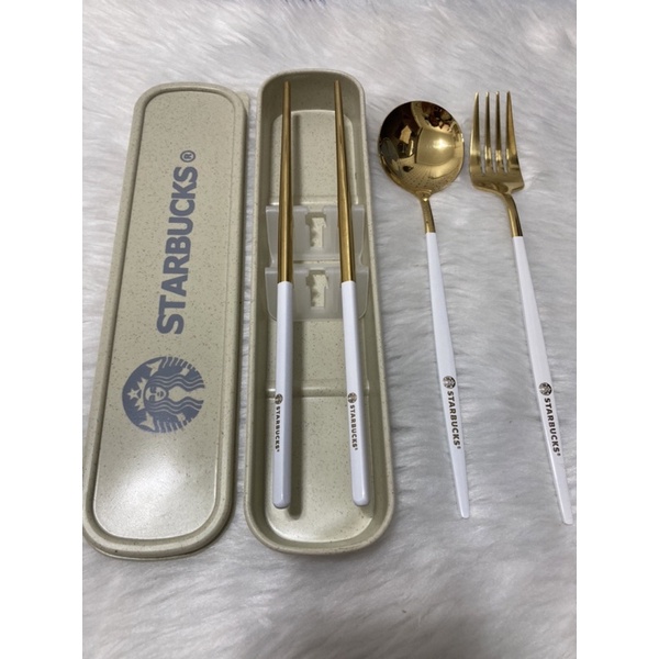 Starbucks 3in1 Stainless 304 Portable Travel Spoon Fork Chopsticks