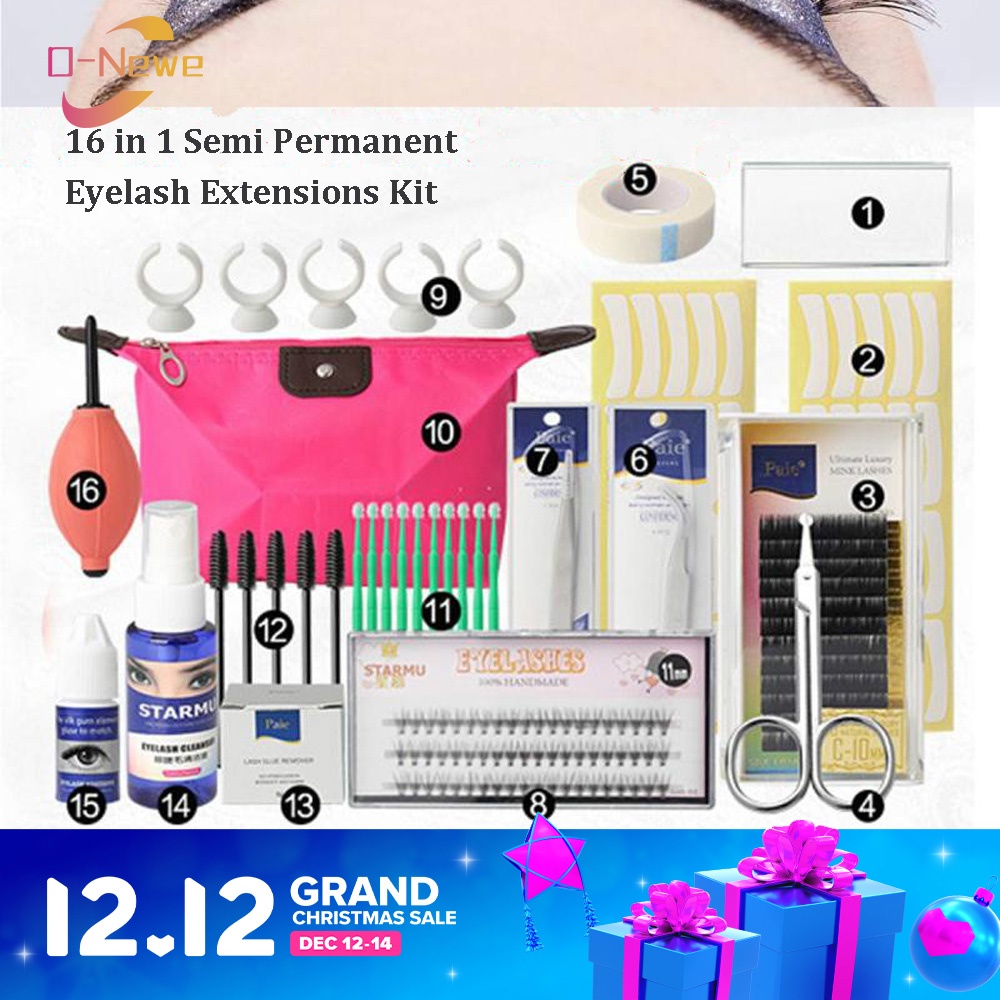 ONew 16 in1 Lash Starter Kit Pro Semi Permanent Individual Eyelash