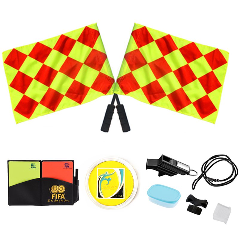 Soccer Referee Flag with Coin Whistles Red Yellow Cards Set Tool