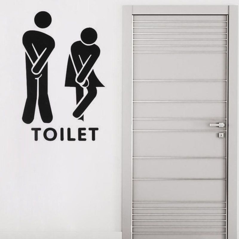 1Pc Cute Toilet Entrance Sign Door SelfAdhesive Wall Sticker Funny Man