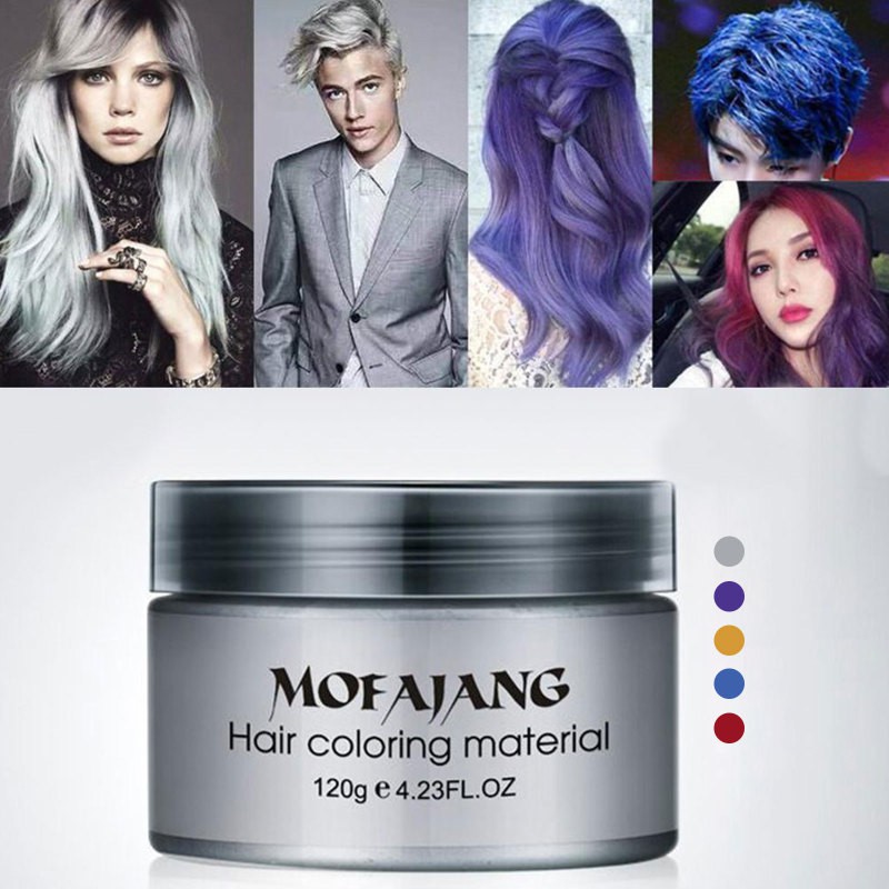 Mofajang Color Hair Wax Styling Pomade Silver Grandma Grey Disposable Natural Hair Strong Gel
