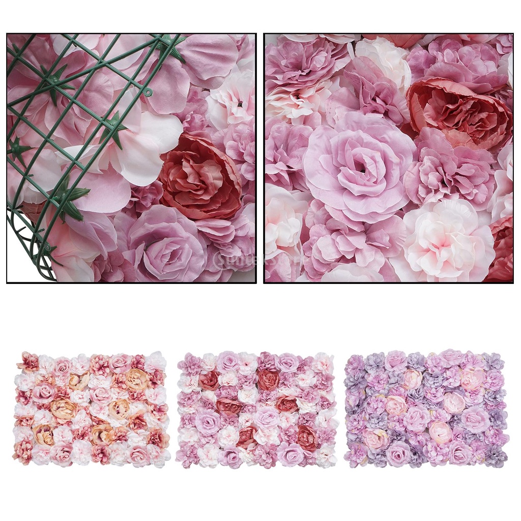 Artificial Flower Wall Panels Blush Silk Rose Hydrangea Flower Wall Mat