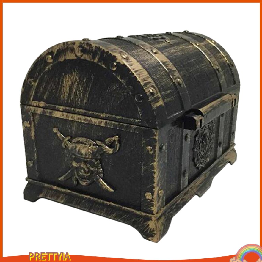 [PRETTYIA] Antique Pirate Treasure Chest Box for Party Favors Small Toys 165x27x130mm Shopee