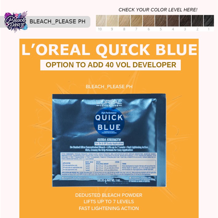 L'oreal Quick Blue Hair Bleaching Powder Sachet for Professional Hair