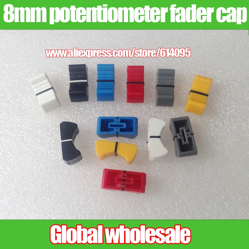 6pcs hole 8mm mixer potentiometer fader cap iron handle 8mm slide potentiometer knobs caps