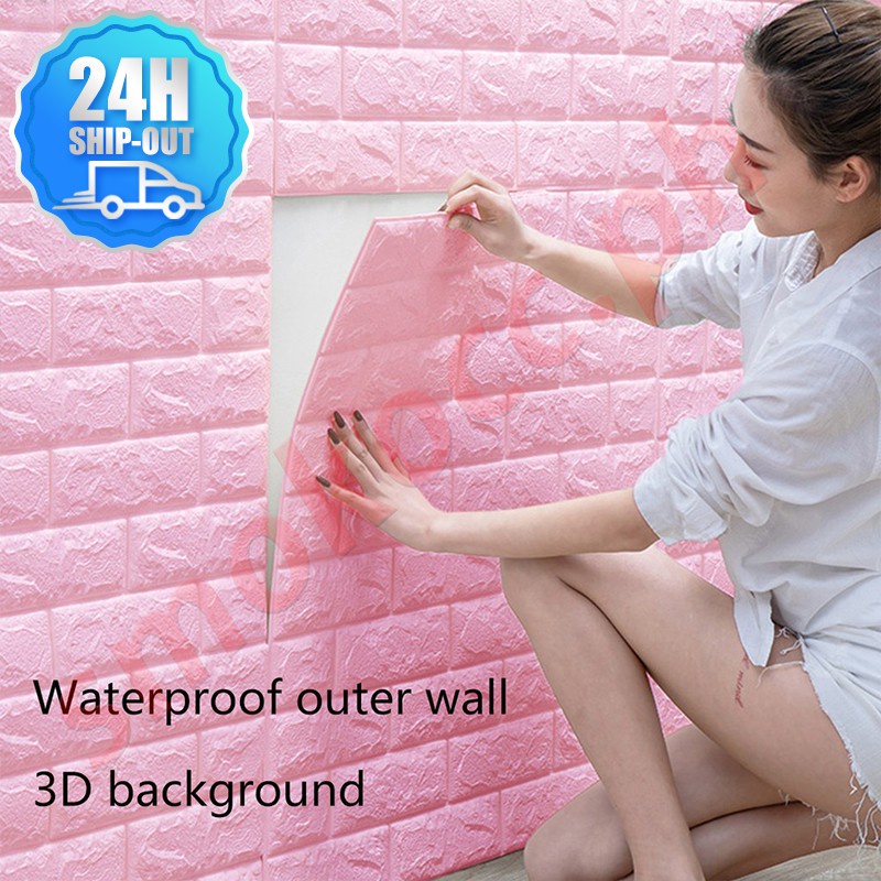 Self Adhensive 3D Brick Wall Stickers wallpapers Shopee Philippines