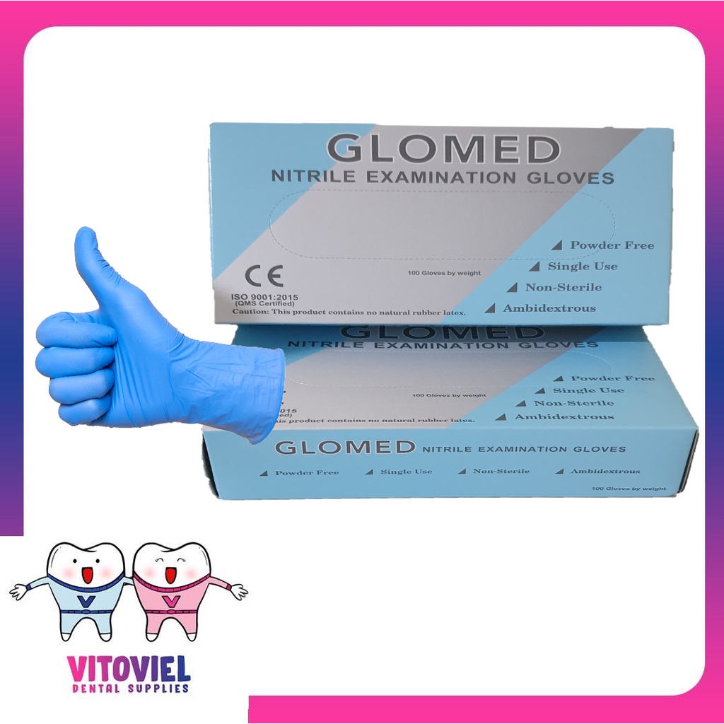 Glomed Nitrile Gloves extra Small (Blue Slim) Shopee Philippines