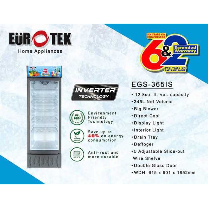 BRAND NEW Eurotek INVERTER Glass Showcase upright chiller beverage