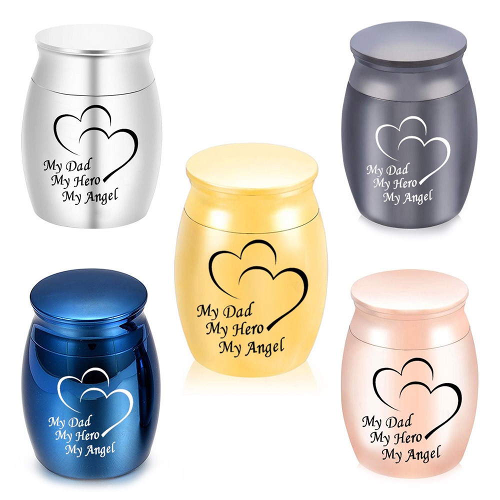 My Dad My Hero My Angel Double Heart Funeral Urn for Human Ashes