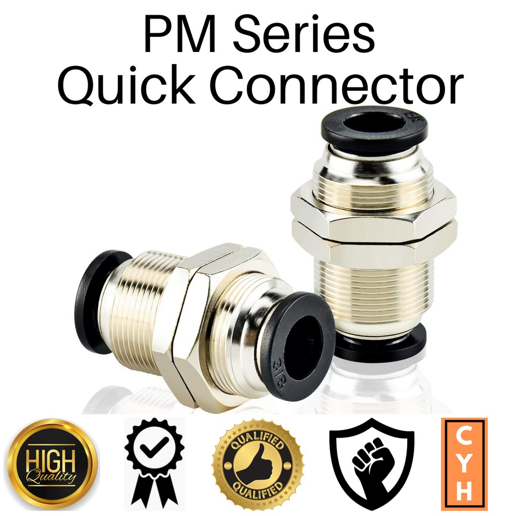 PM Pneumatic Fitting Push Fit Tube Fittings Male Thread Air Quick