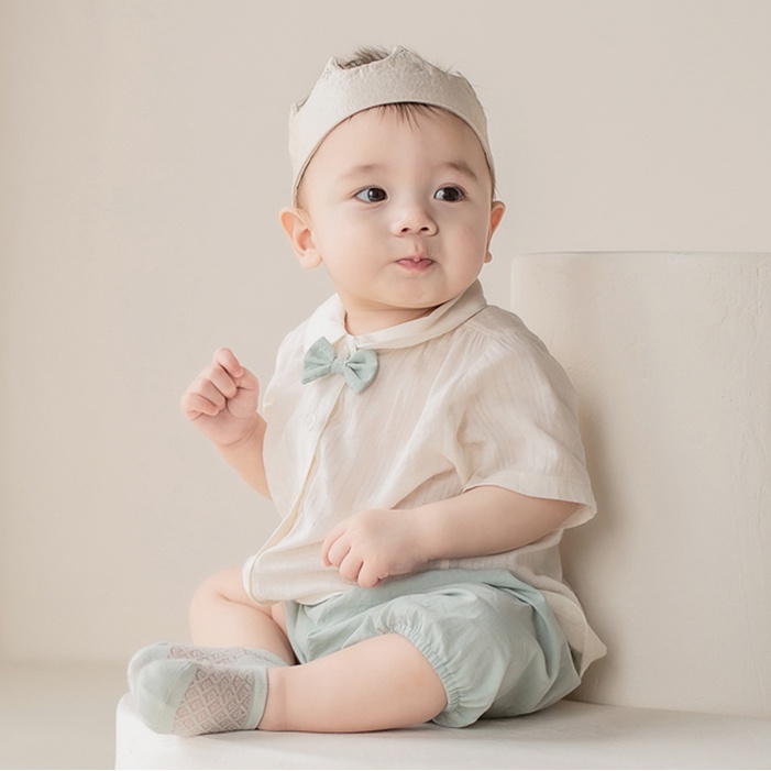 Christening Baby Clothes Baptismal Baby Boy Outfit Terno Kids Boy Gentleman Short Sleeved Polo