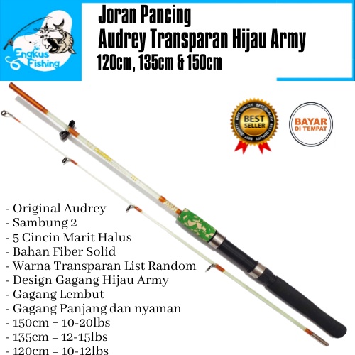 HIJAU Audrey Transparent Fishing Rod 120cm150cm (Army Green Fishing