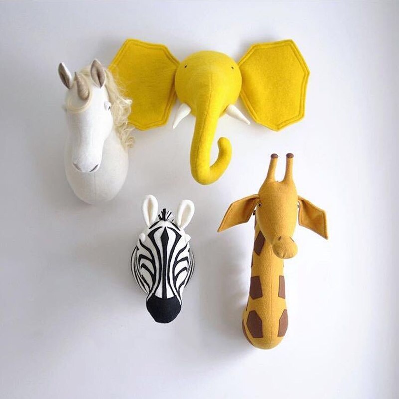 Swan Elephant giraffe Zebra Animal Head wallhanging stuffed animals