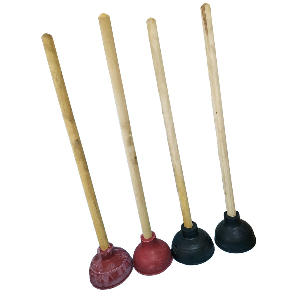 DURABLE RUBBER FORCE CUP TOILET BOWL PLUNGER WITH 25" WOODEN HANDLE