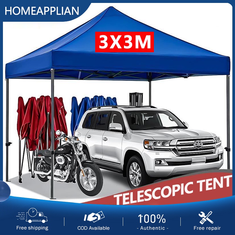 COD 3x3 tent Retractable Tent Complete Set black post Waterproof Big