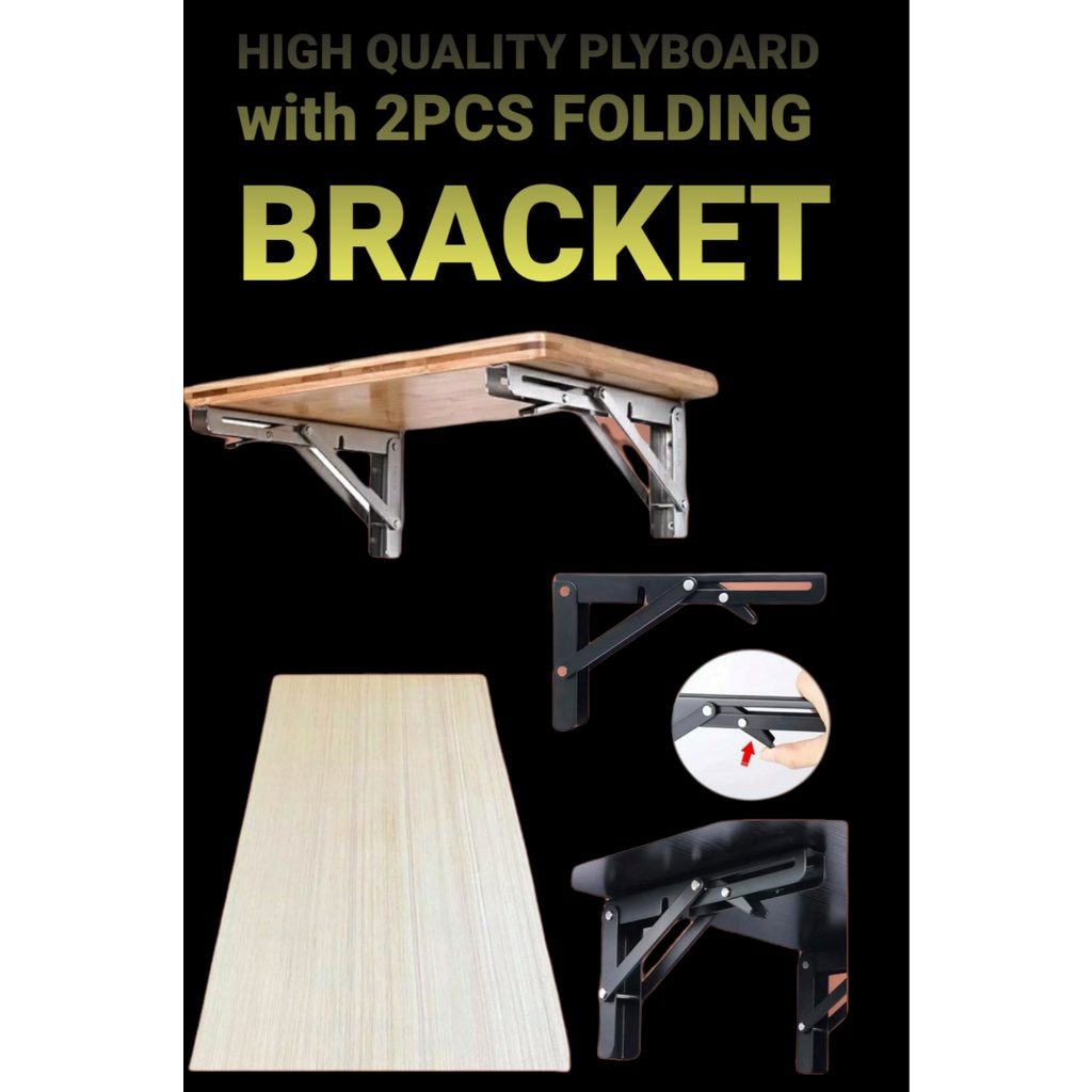 3/4 Wood Planks With Folding Brackets Set DIY Wall Shelves Space Saver