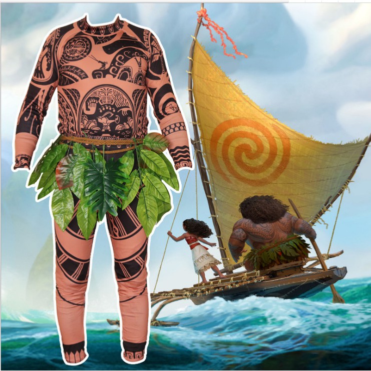 Disney Moana Maui Costume for Kids and Adults Halloween Movie Character Cosplay for Men Teens
