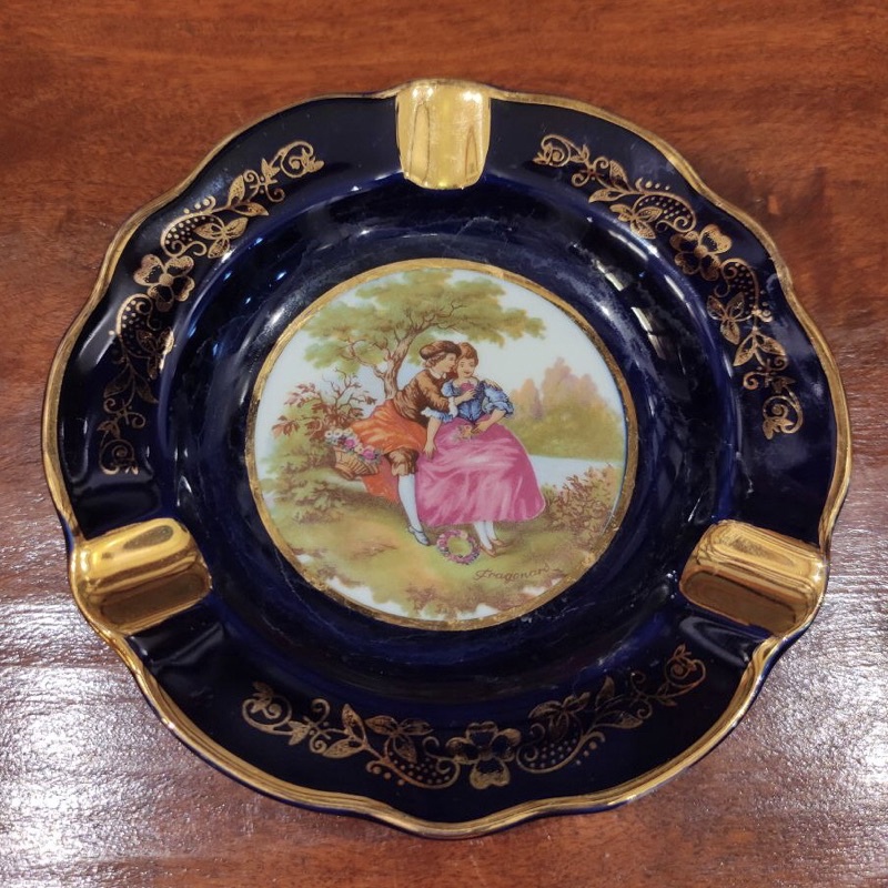 LIMOGES Cobalt Blue with Gold Trim Veritable Porcelain Courting Couple