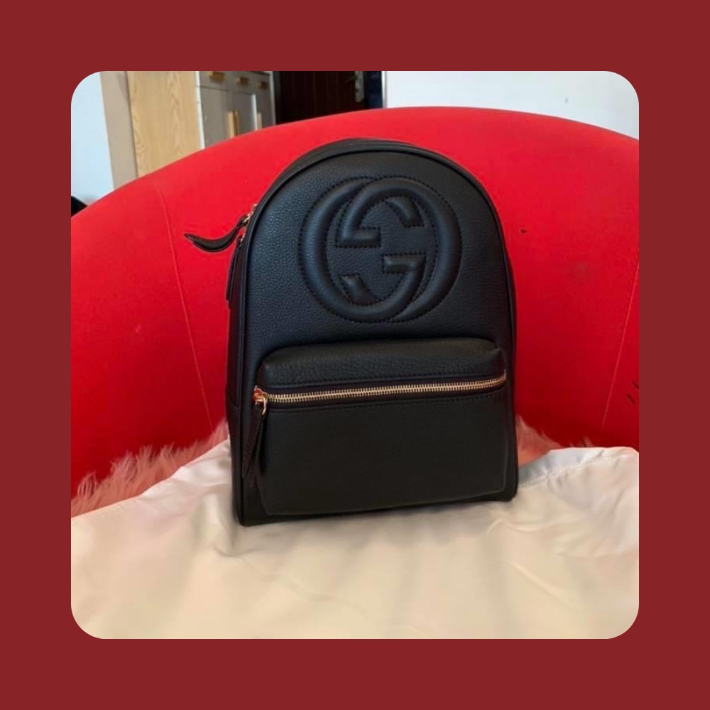 Gucci Marmont Black Genuine Leather Backpack School Work Travel Large