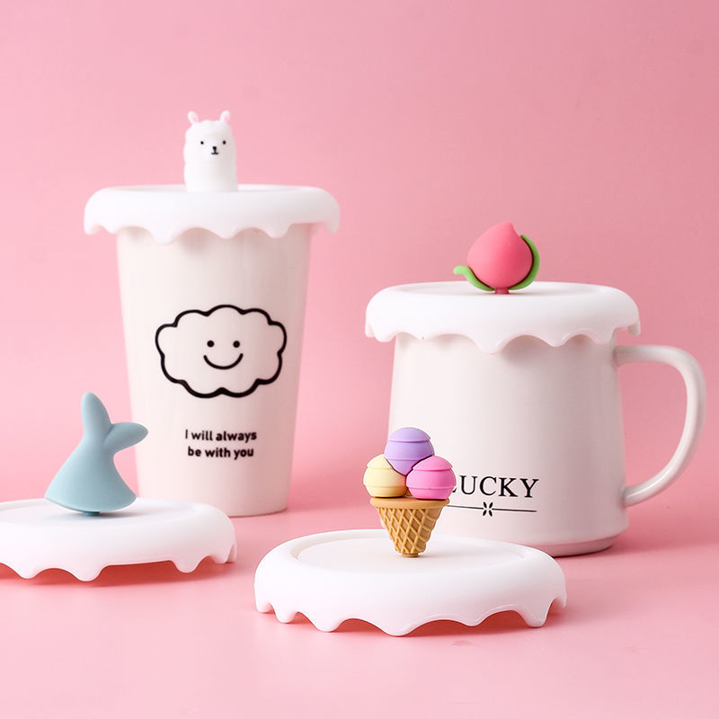 Cup cover thickened silicone cover creative Mug Glass cup dustproof