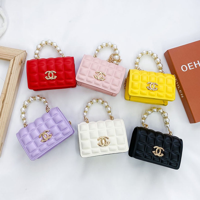 Baby Girls Bags Girl Kids Cute Pearl Portable Design Messenger Bag children's Chain Bag Shopee