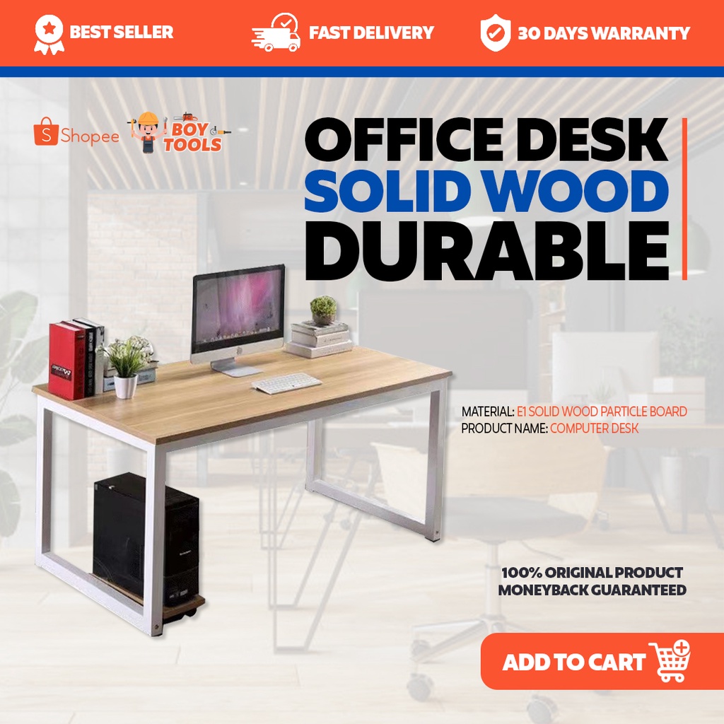 BOY TOOLS Office desk 1.6CM thick solid wood computer desk durable