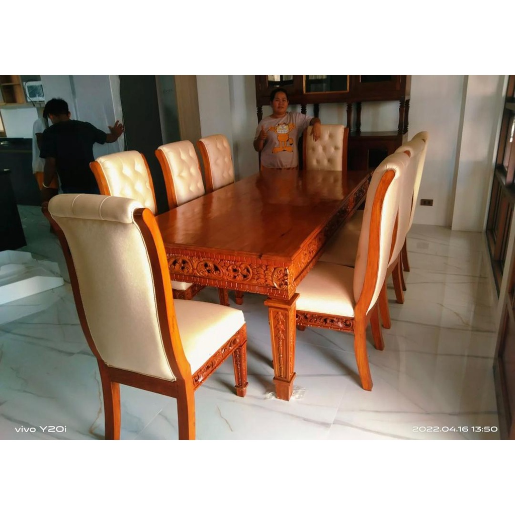8 seater upholstered dining set (gmelina wood) Shopee Philippines