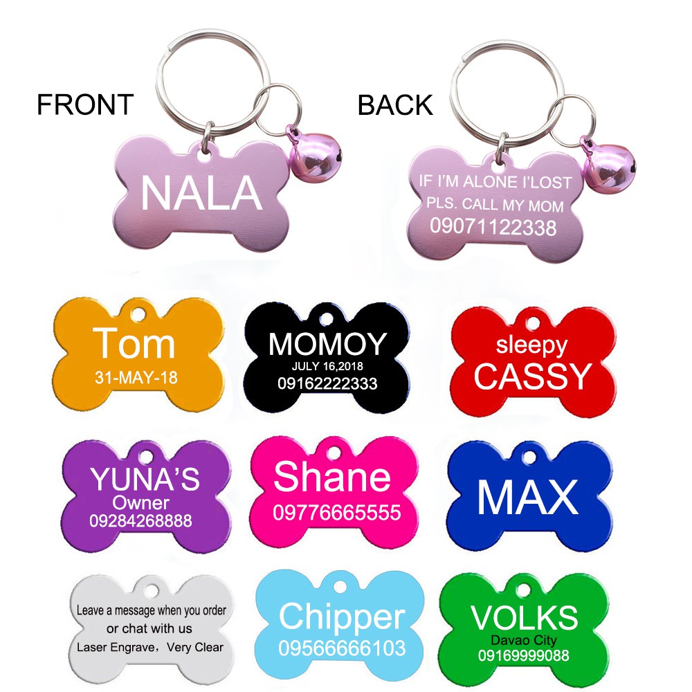 Dog Tag Custom Cat Collar Name Tag Customized Personalized Bone Pet ID