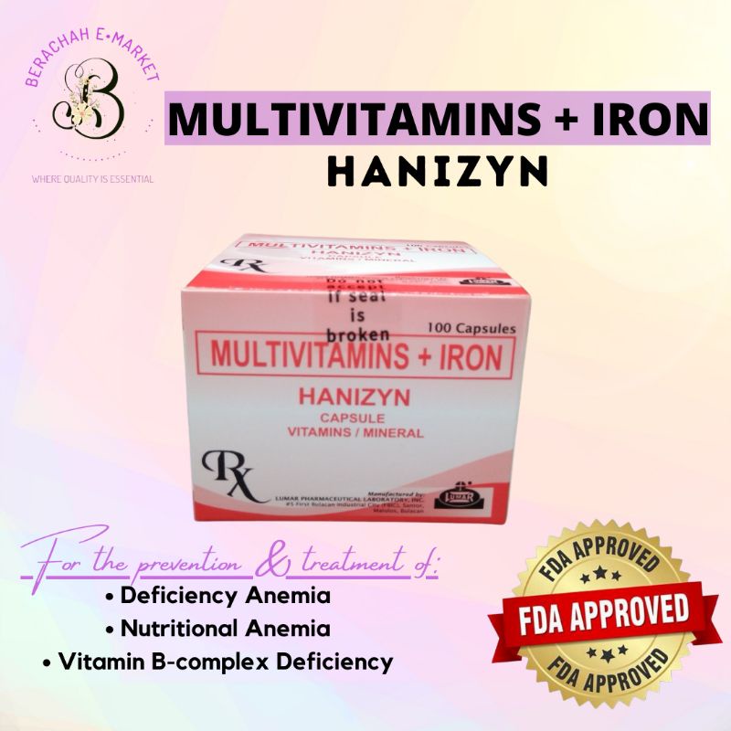 Multivitamins + Iron Hanizyn 100 capsules Shopee Philippines